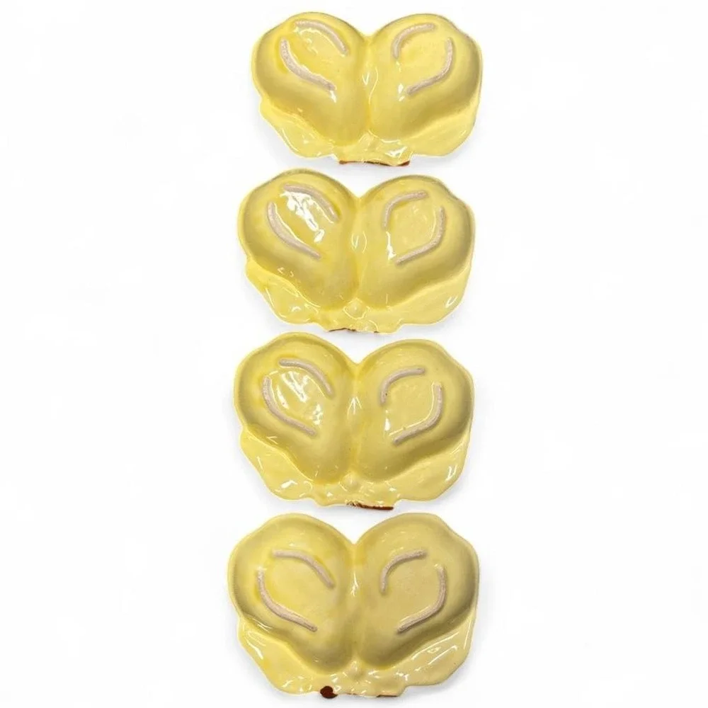 Set of four vintage Belmar of California yellow and green double-pear ceramic